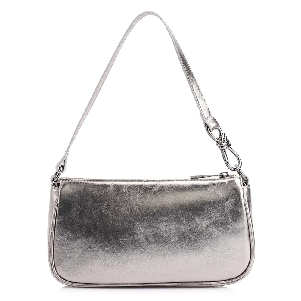Bolsa De Ombro Couro Prata - imagem 4