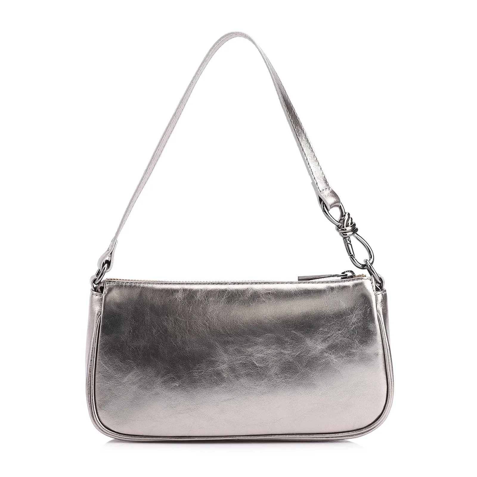 Bolsa De Ombro Couro Prata