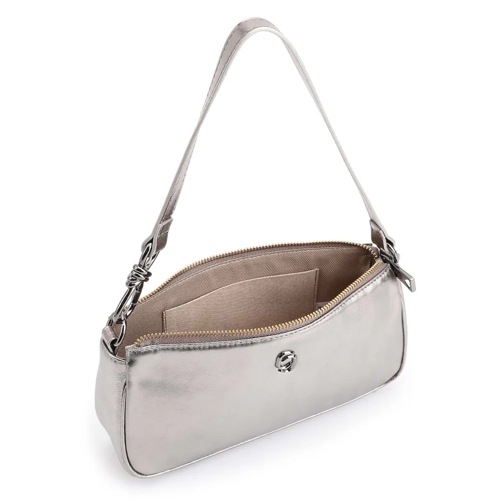 Bolsa De Ombro Couro Prata - imagem 5