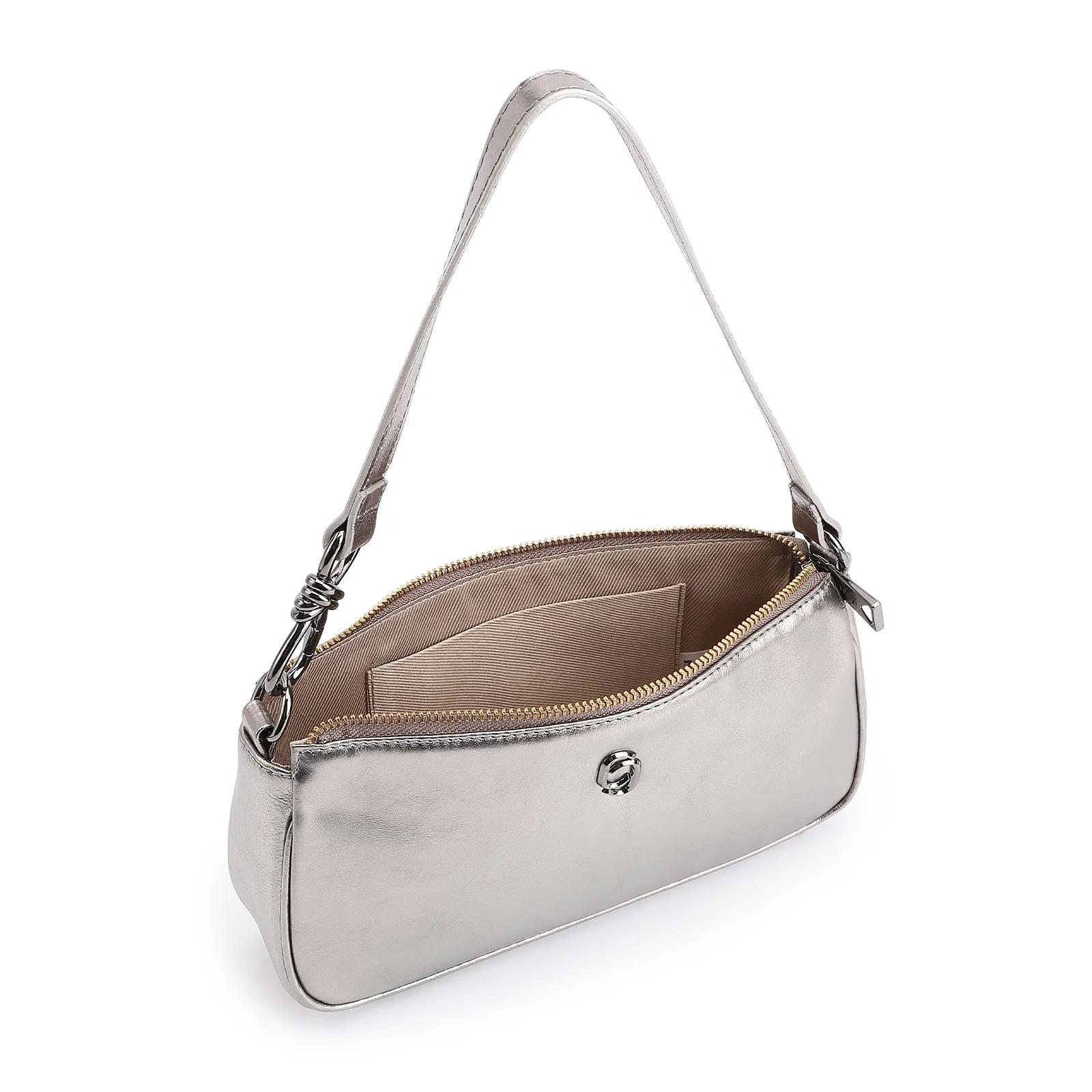 Bolsa De Ombro Couro Prata