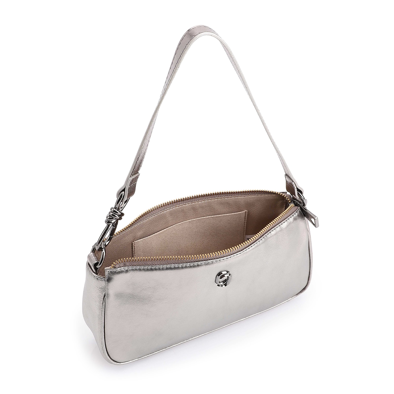 Bolsa De Ombro Couro Prata