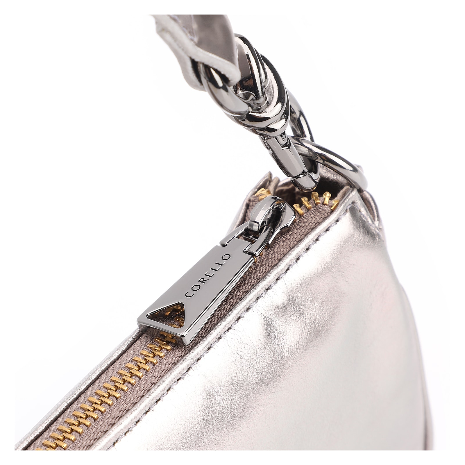 Bolsa De Ombro Couro Prata