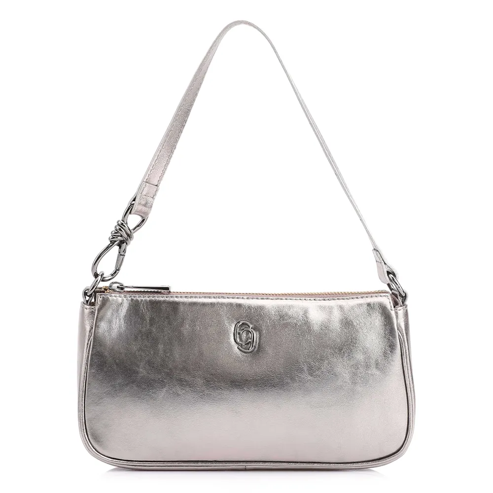 Bolsa De Ombro Couro Prata