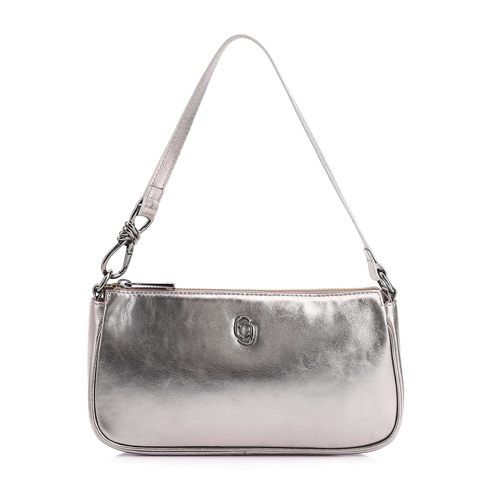 Bolsa De Ombro Couro Prata