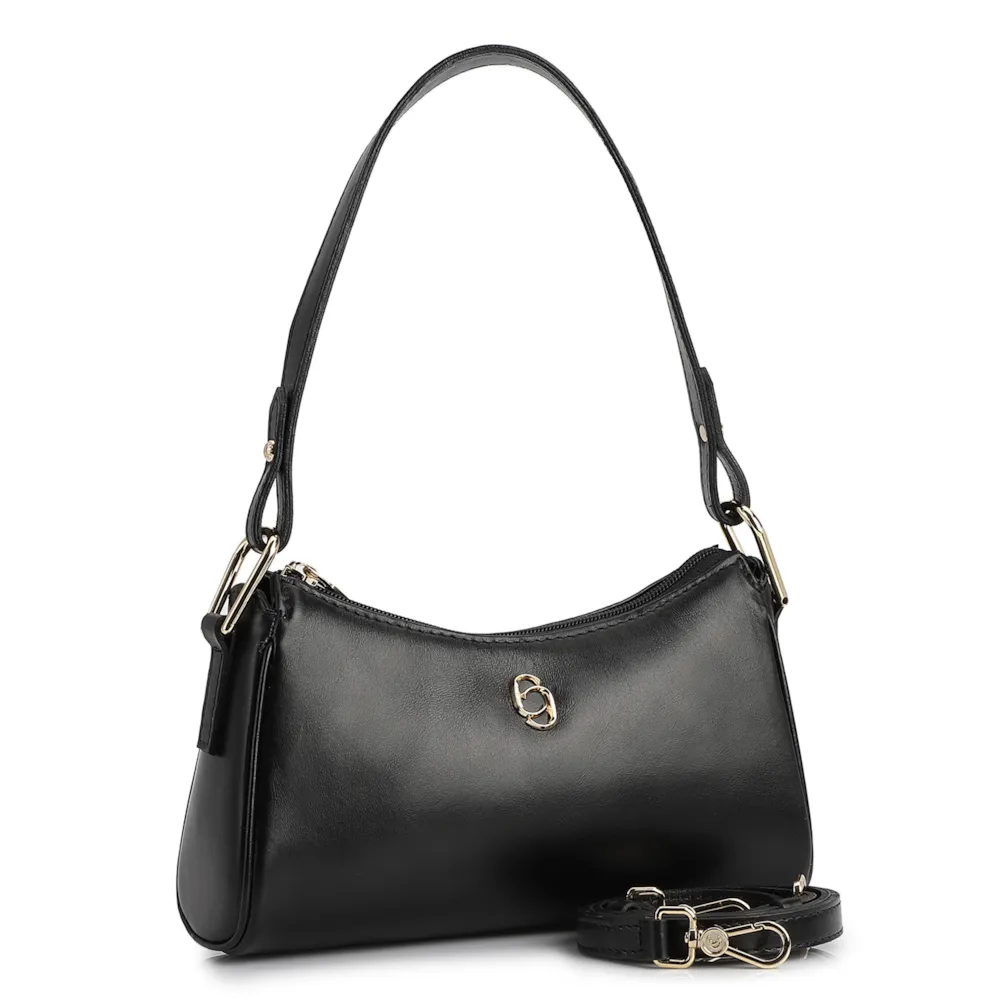 Bolsa De Ombro Couro Preto - imagem 2
