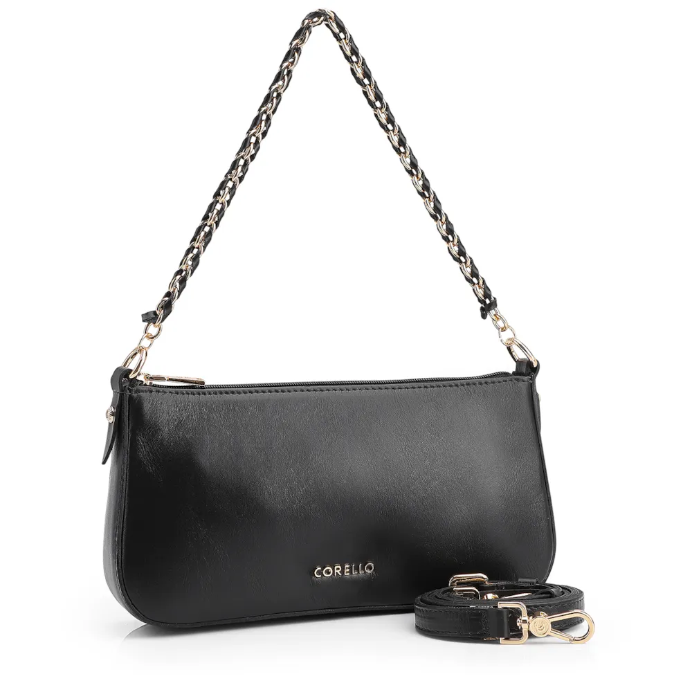 Bolsa De Ombro Couro Preto - imagem 2