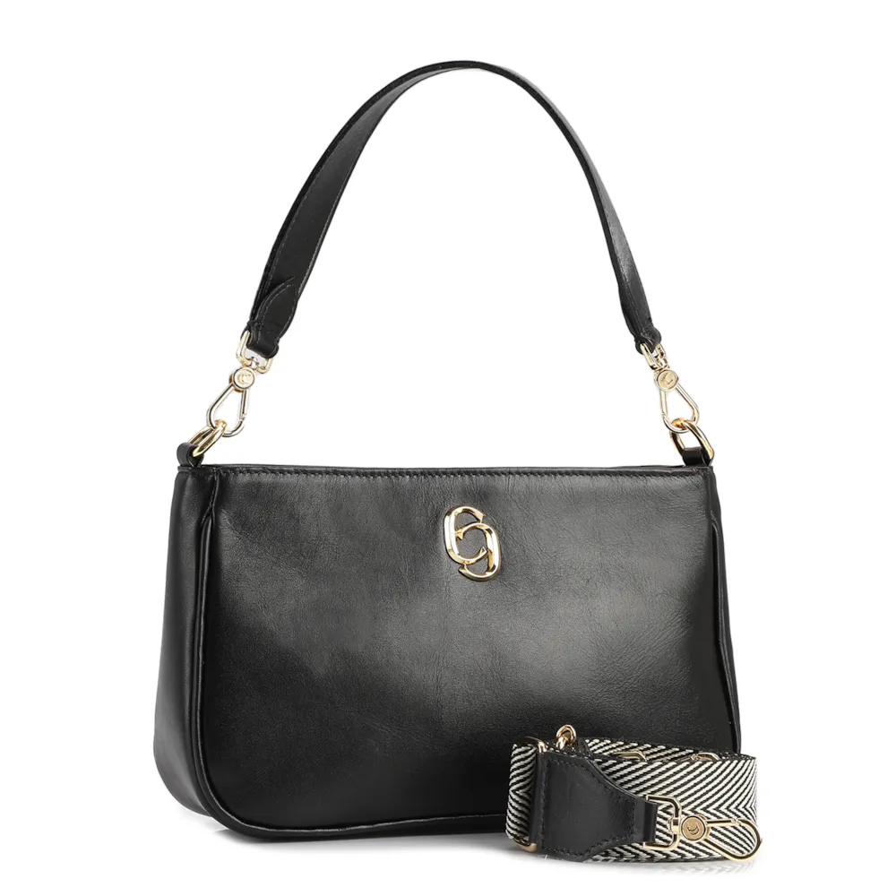 Bolsa De Ombro Couro Preto - imagem 2