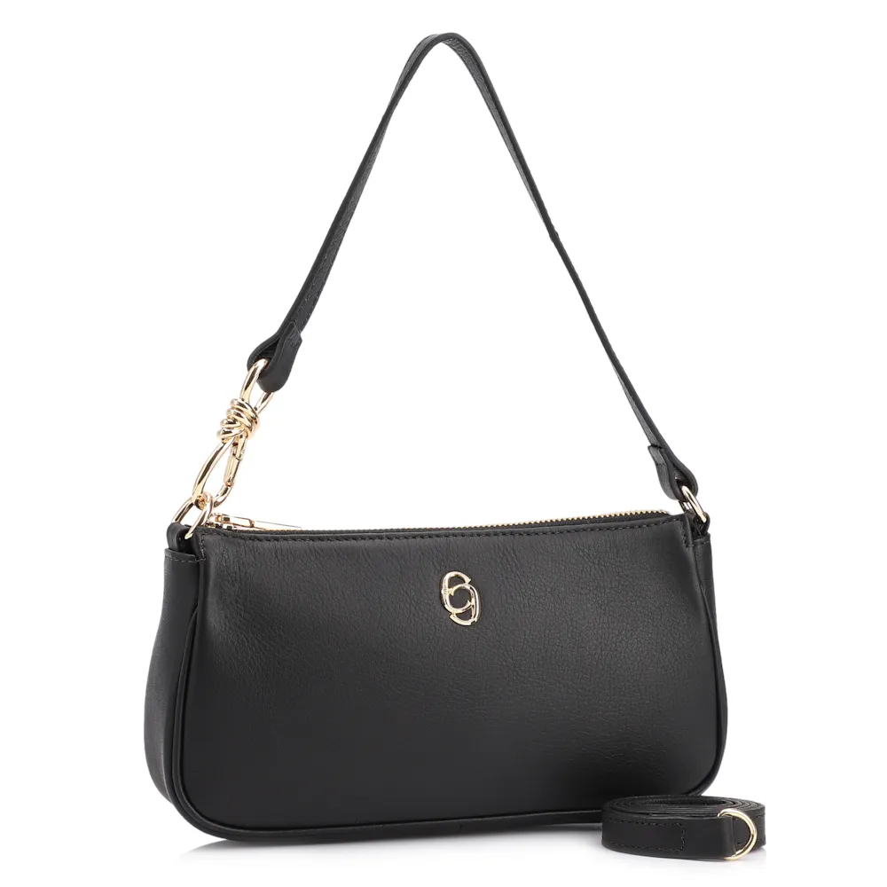 Bolsa De Ombro Couro Preto - imagem 2