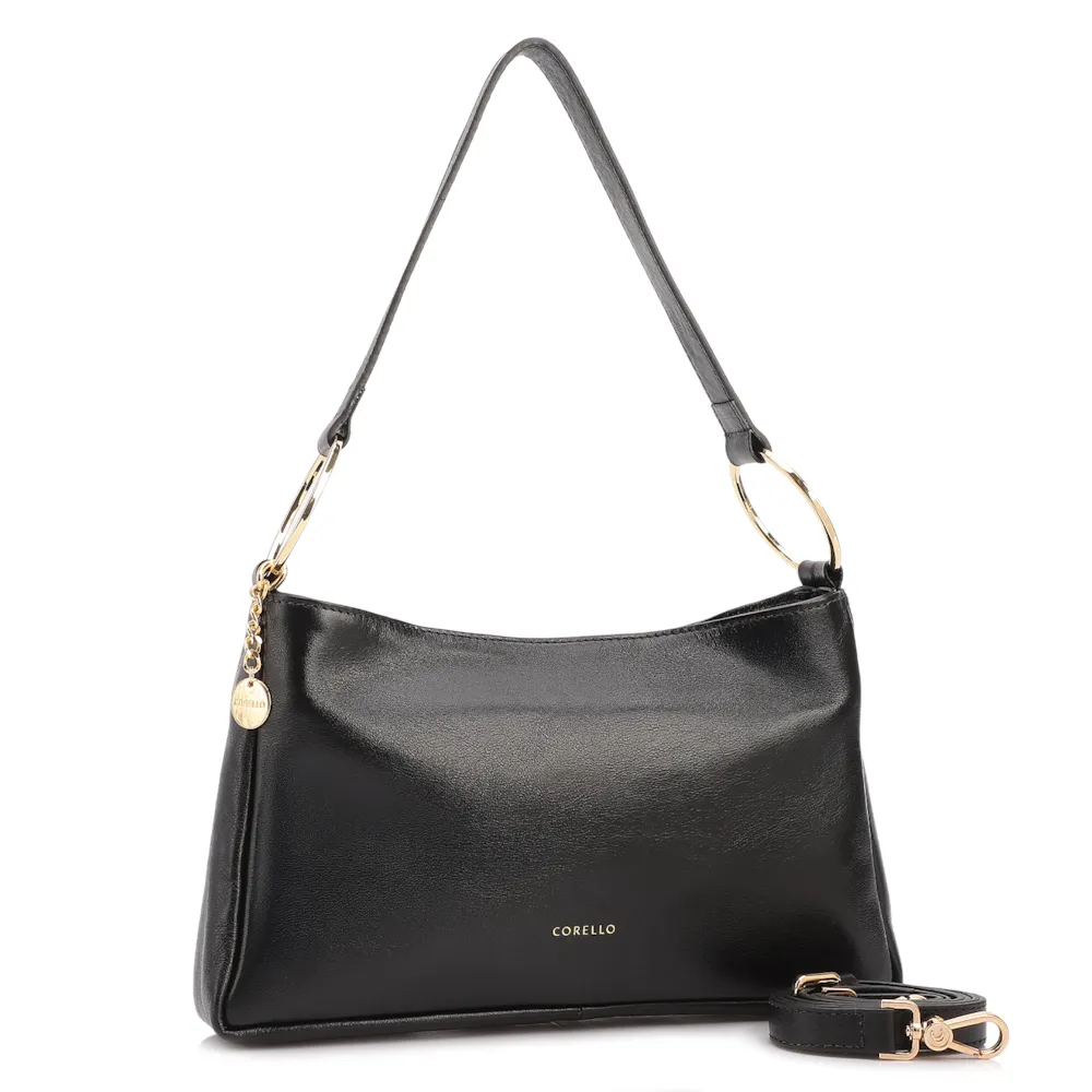 Bolsa De Ombro Couro Preto - imagem 2