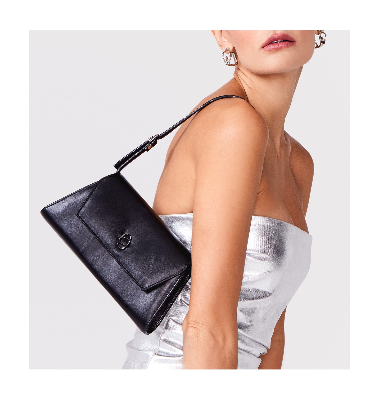 Bolsa De Ombro Couro Preto