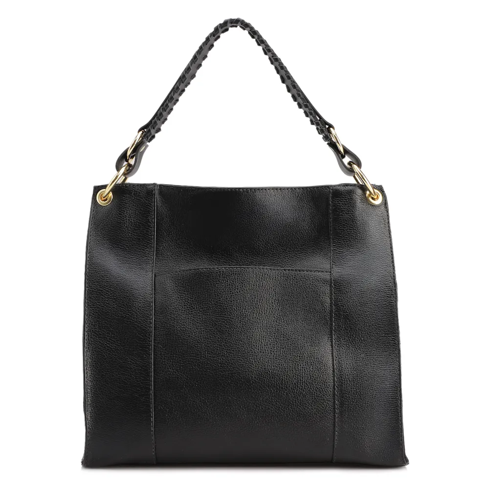 Bolsa De Ombro Couro Preto - imagem 4