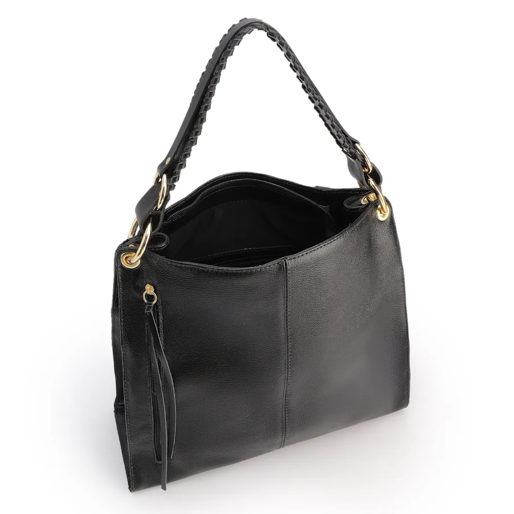 Bolsa De Ombro Couro Preto - imagem 5