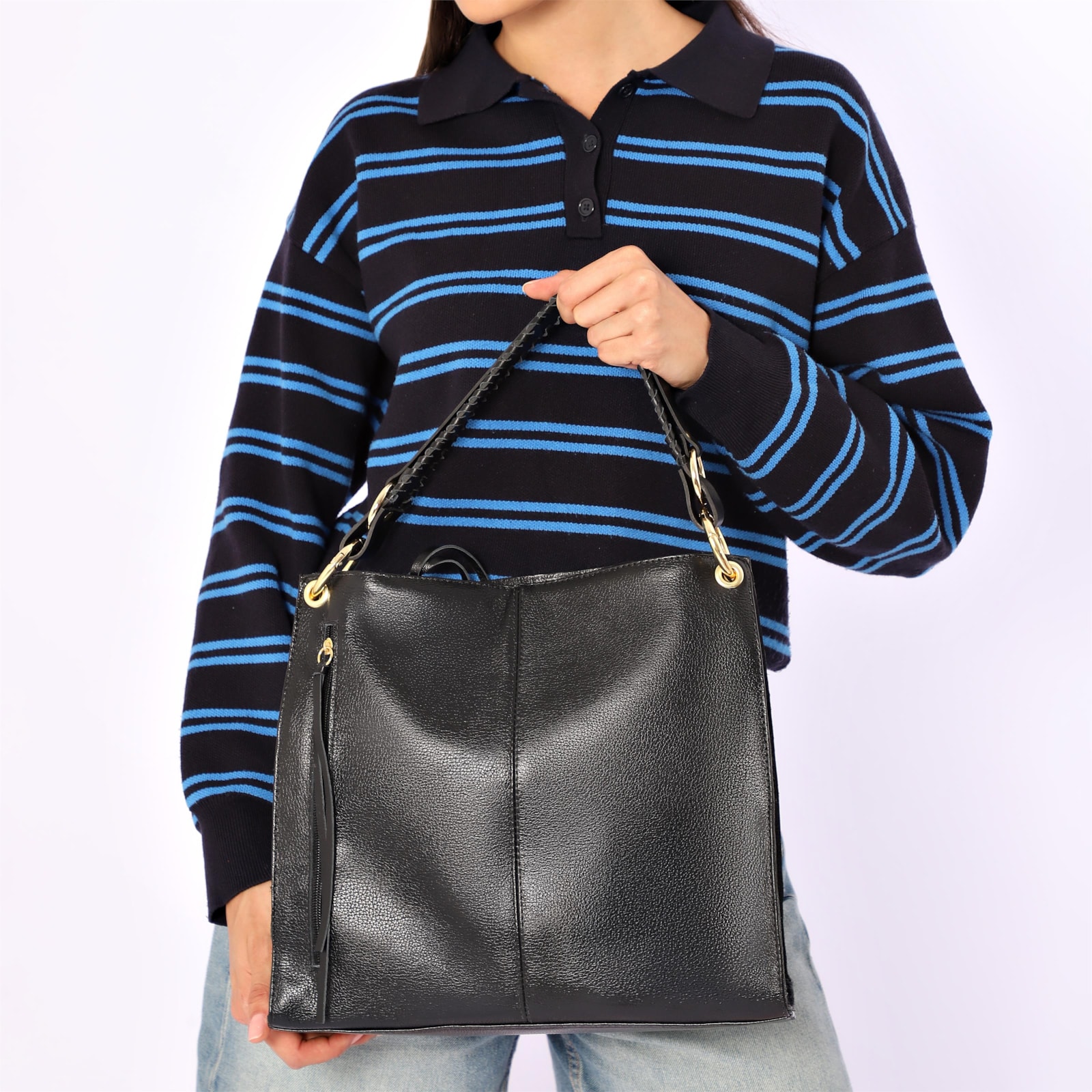 Bolsa De Ombro Couro Preto