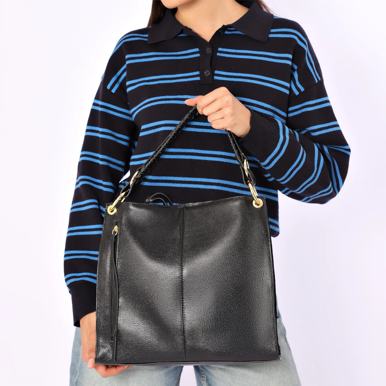Bolsa De Ombro Couro Preto