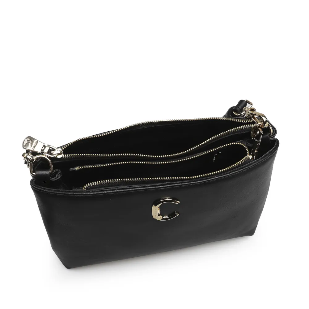 Bolsa De Ombro Couro Preto - imagem 5