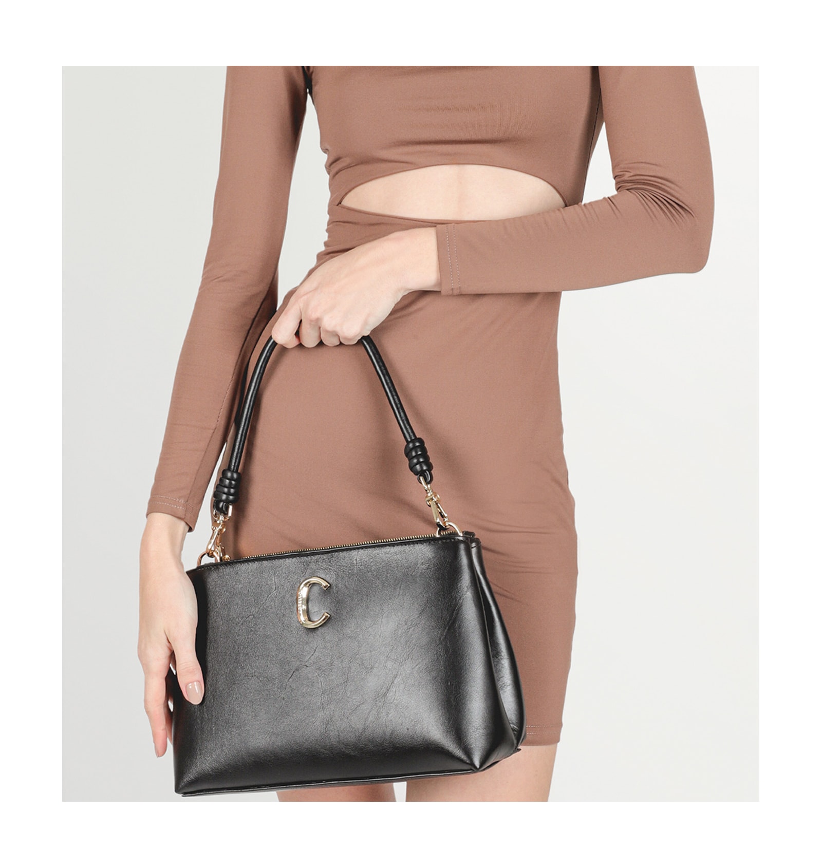 Bolsa De Ombro Couro Preto