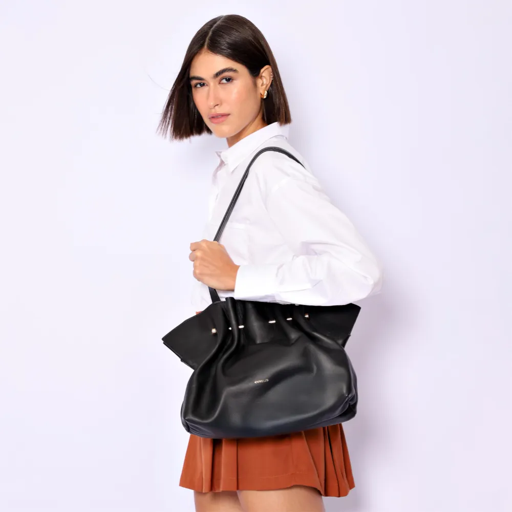 Bolsa De Ombro Couro Preto - imagem 2