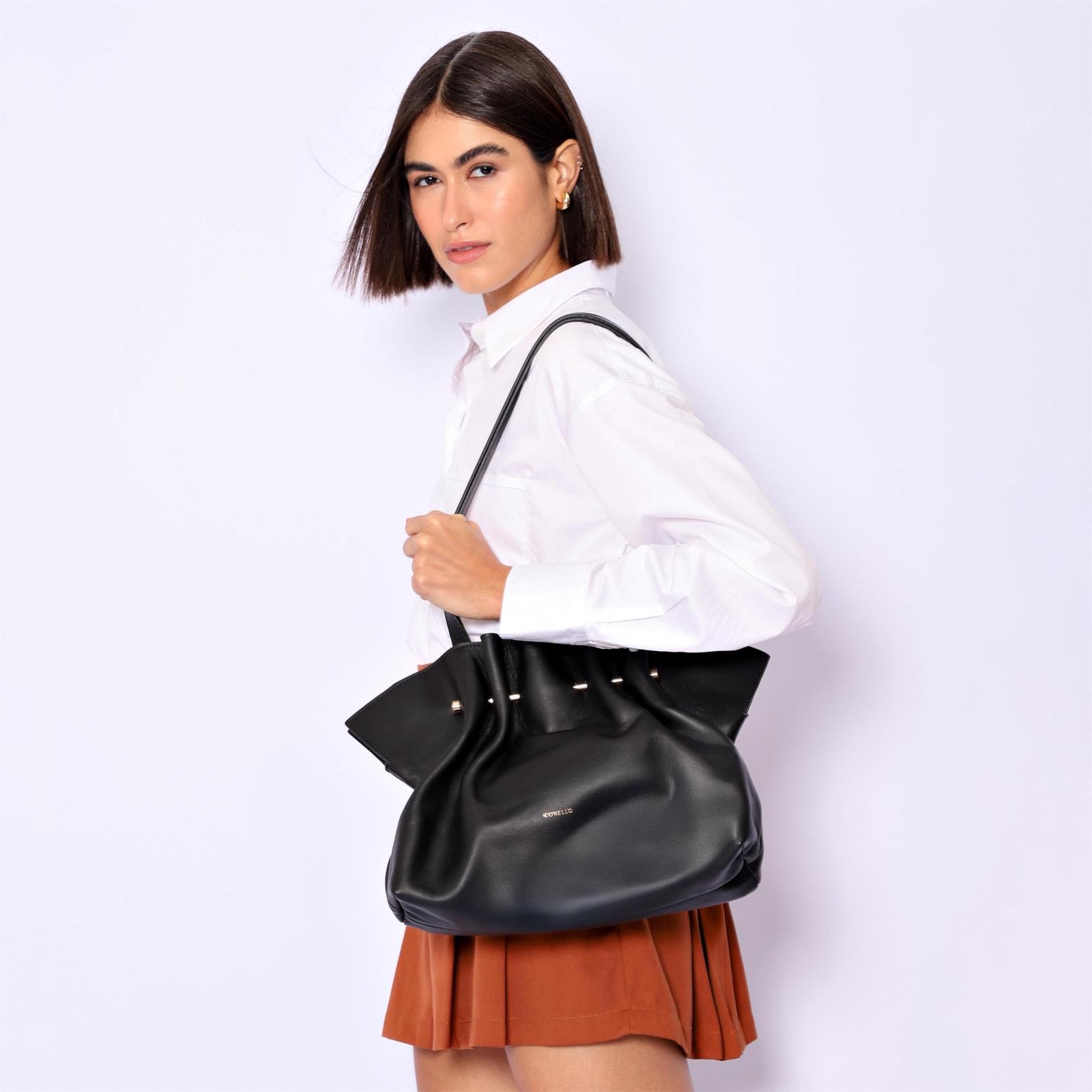 Bolsa De Ombro Couro Preto