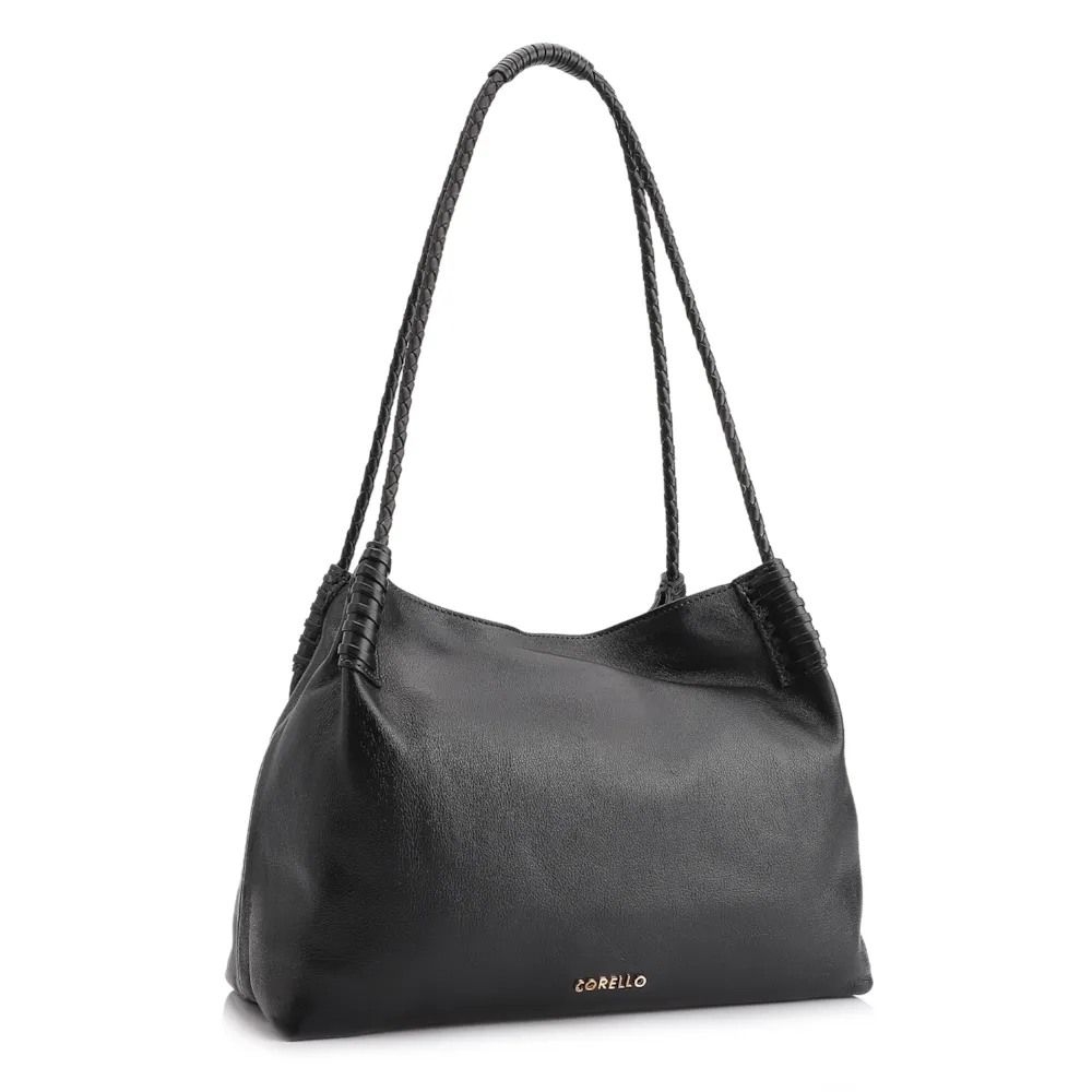 Bolsa De Ombro Couro Preto - imagem 2