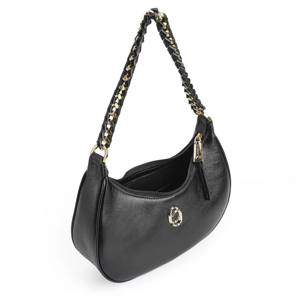 Bolsa De Ombro Couro Preto - imagem 4