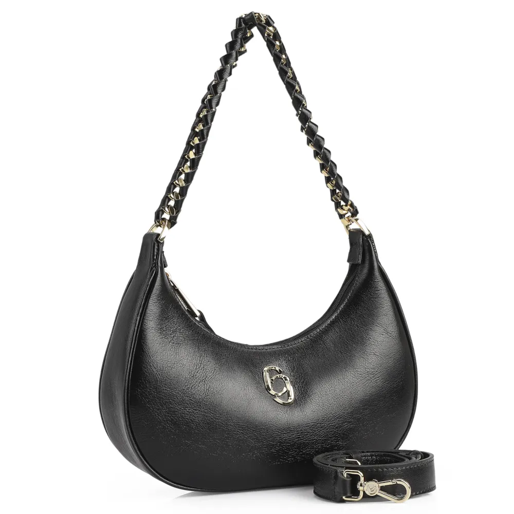 Bolsa De Ombro Couro Preto - imagem 2
