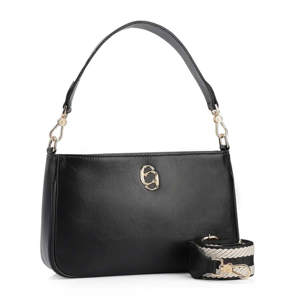 Bolsa De Ombro Couro Preto - imagem 2