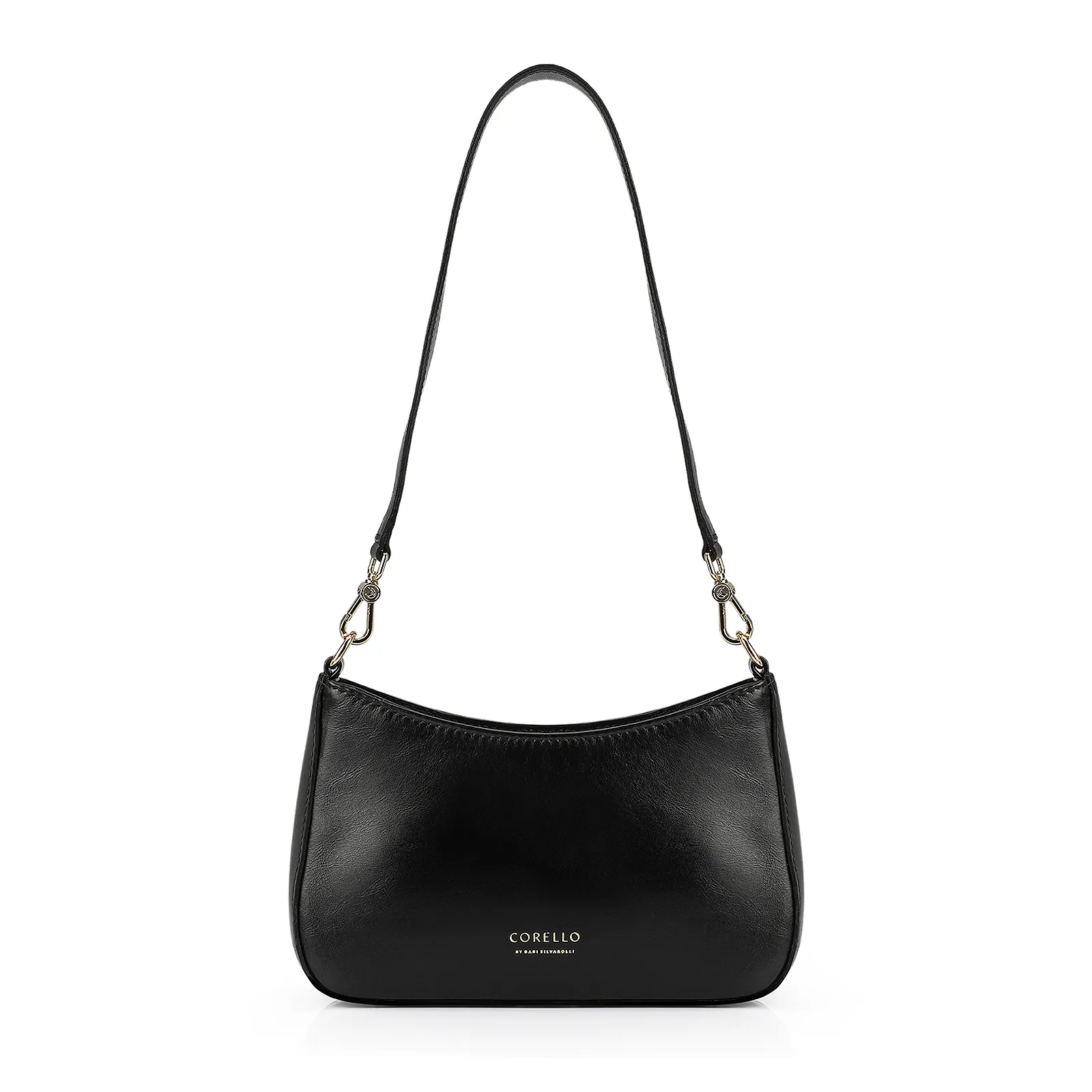 Bolsa De Ombro Couro Preto/Dourado