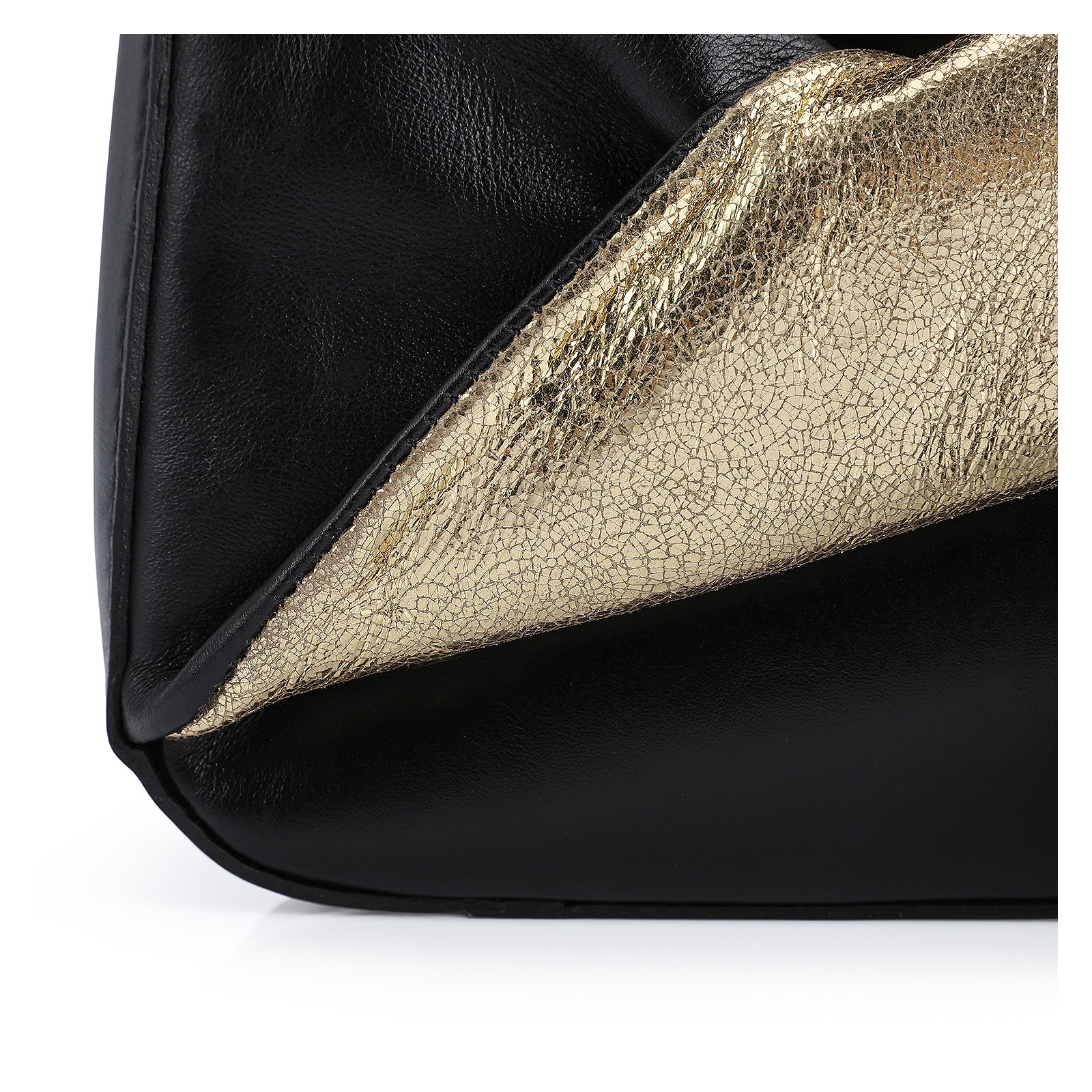 Bolsa De Ombro Couro Preto/Dourado