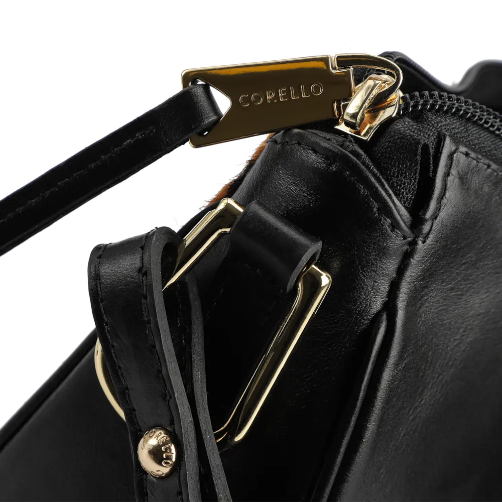 Bolsa De Ombro Couro Preto/Estampa Onça - imagem 5