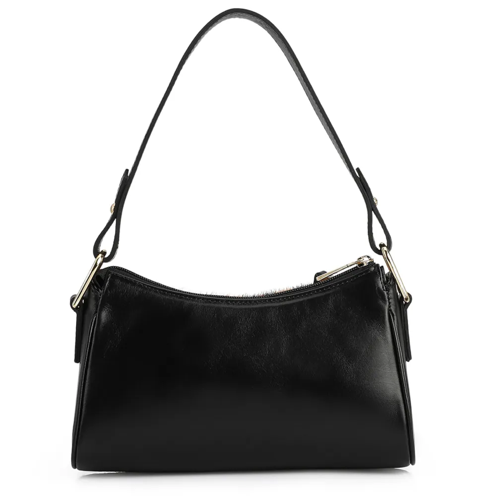 Bolsa De Ombro Couro Preto/Estampa Onça - imagem 3