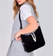 Bolsa De Ombro Couro Preto/Off White - imagem 2
