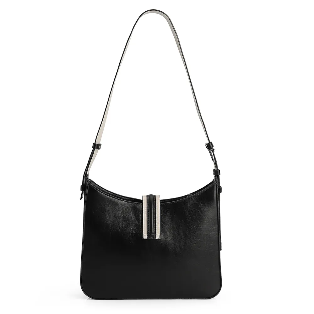 Bolsa De Ombro Couro Preto/Off White - imagem 4