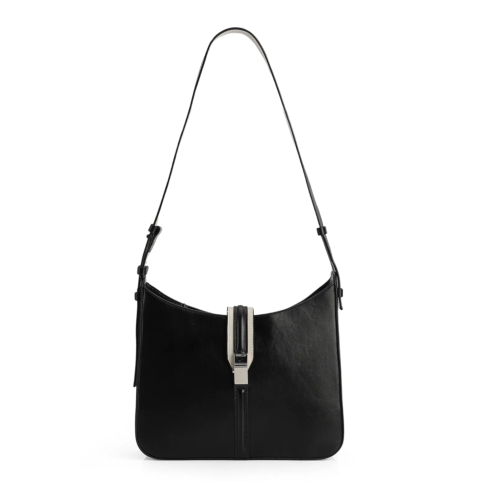 Bolsa De Ombro Couro Preto/Off White