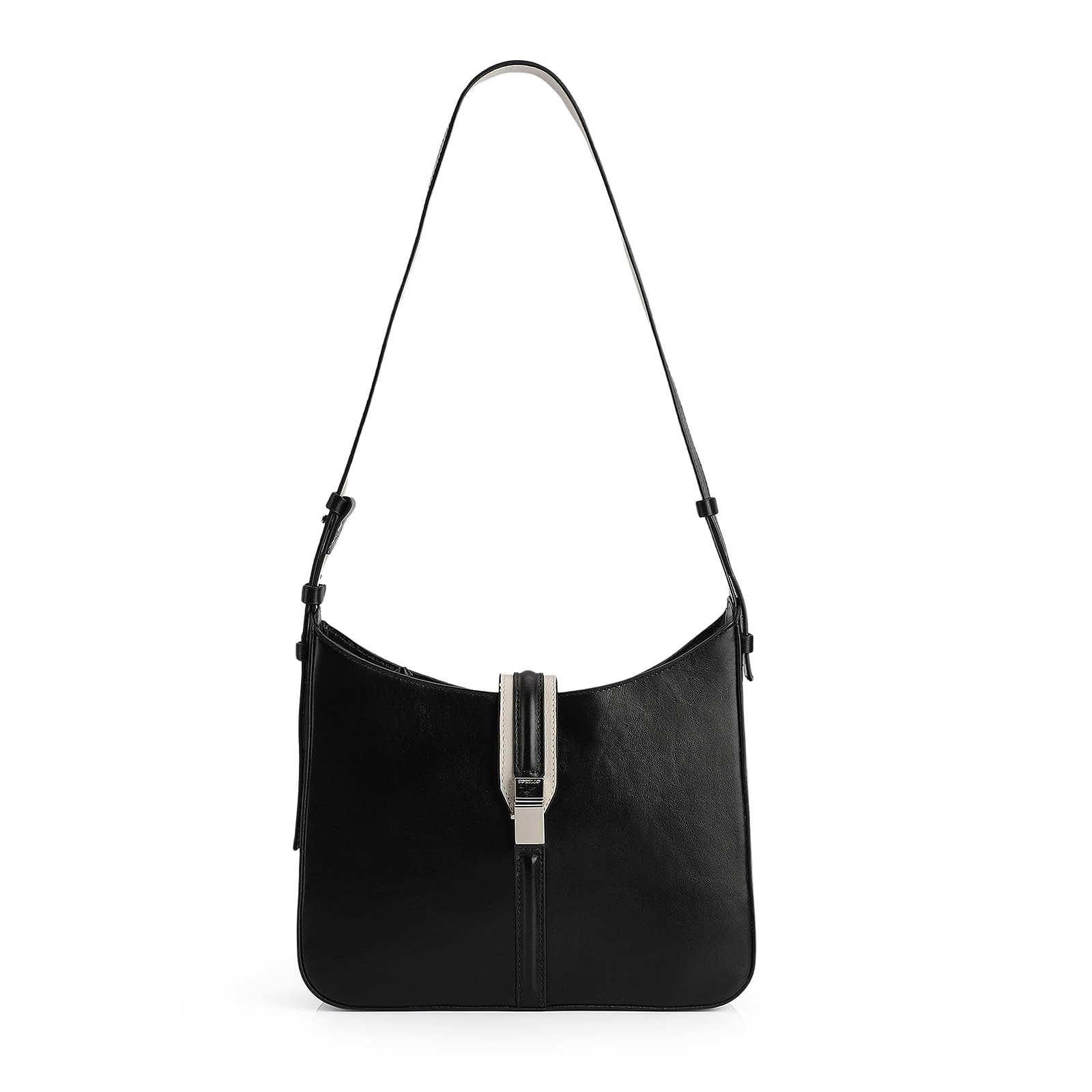 Bolsa De Ombro Couro Preto/Off White