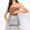 Bolsa De Ombro Couro/Ráfia Mosaico Azul - imagem 8
