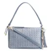 Bolsa De Ombro Couro/Ráfia Mosaico Azul - imagem 1