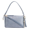 Bolsa De Ombro Couro/Ráfia Mosaico Azul - imagem 1