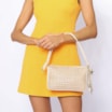 Bolsa De Ombro Couro/Ráfia Mosaico Off White - imagem 2