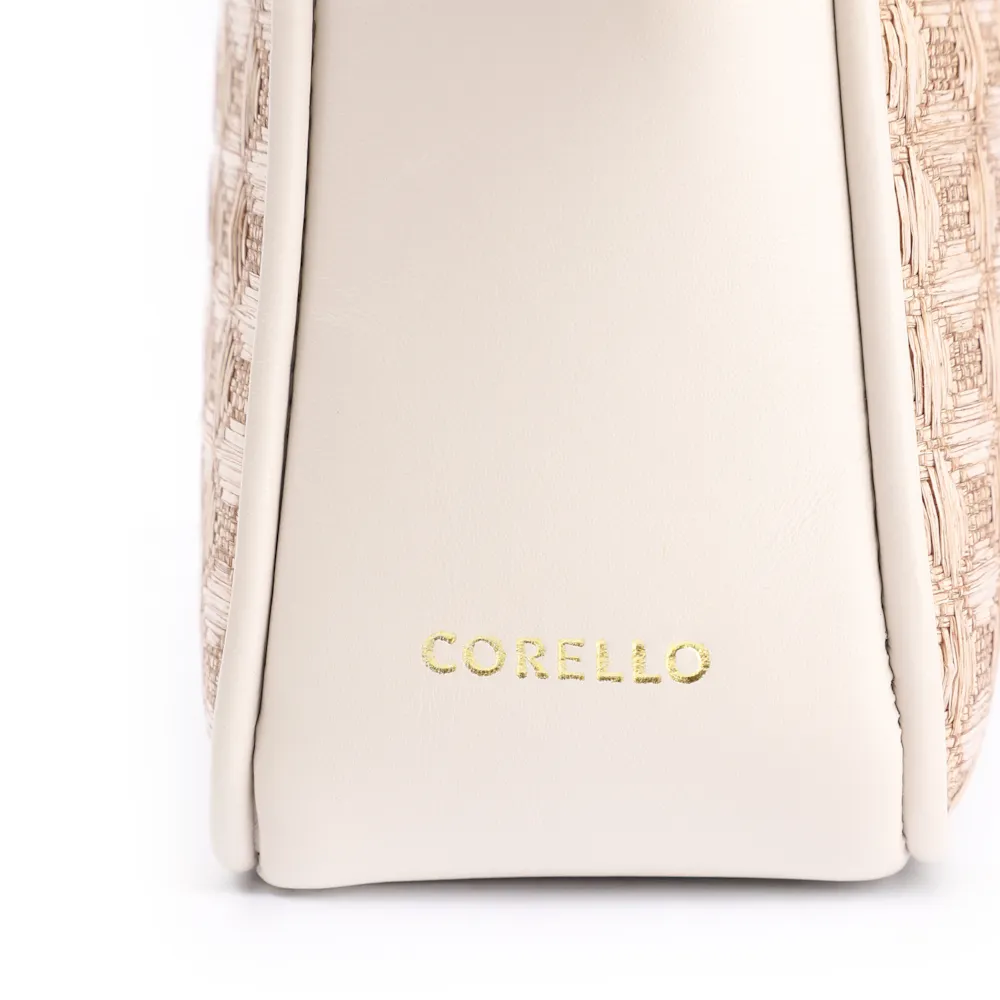 Bolsa De Ombro Couro/Ráfia Mosaico Off White - imagem 6