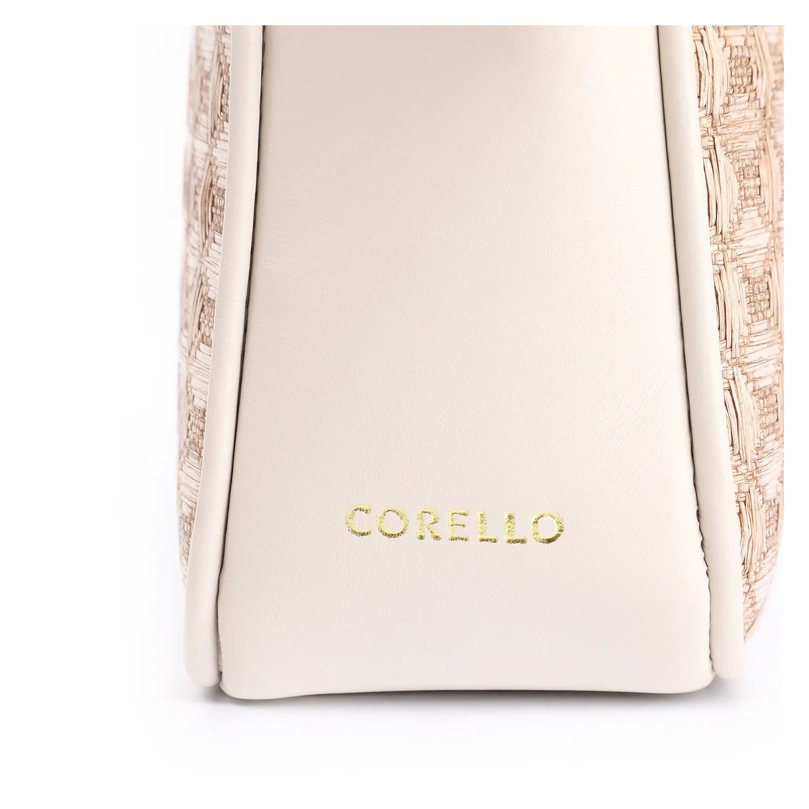 Bolsa De Ombro Couro/Ráfia Mosaico Off White