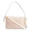 Bolsa De Ombro Couro/Ráfia Mosaico Off White - imagem 1