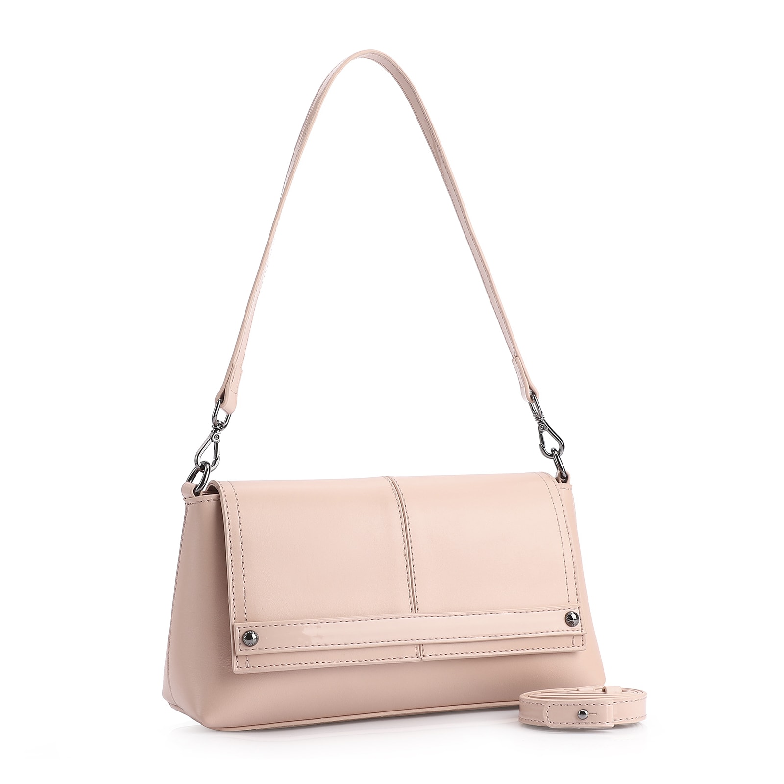 Bolsa De Ombro Couro Rosa/Verniz Rosa