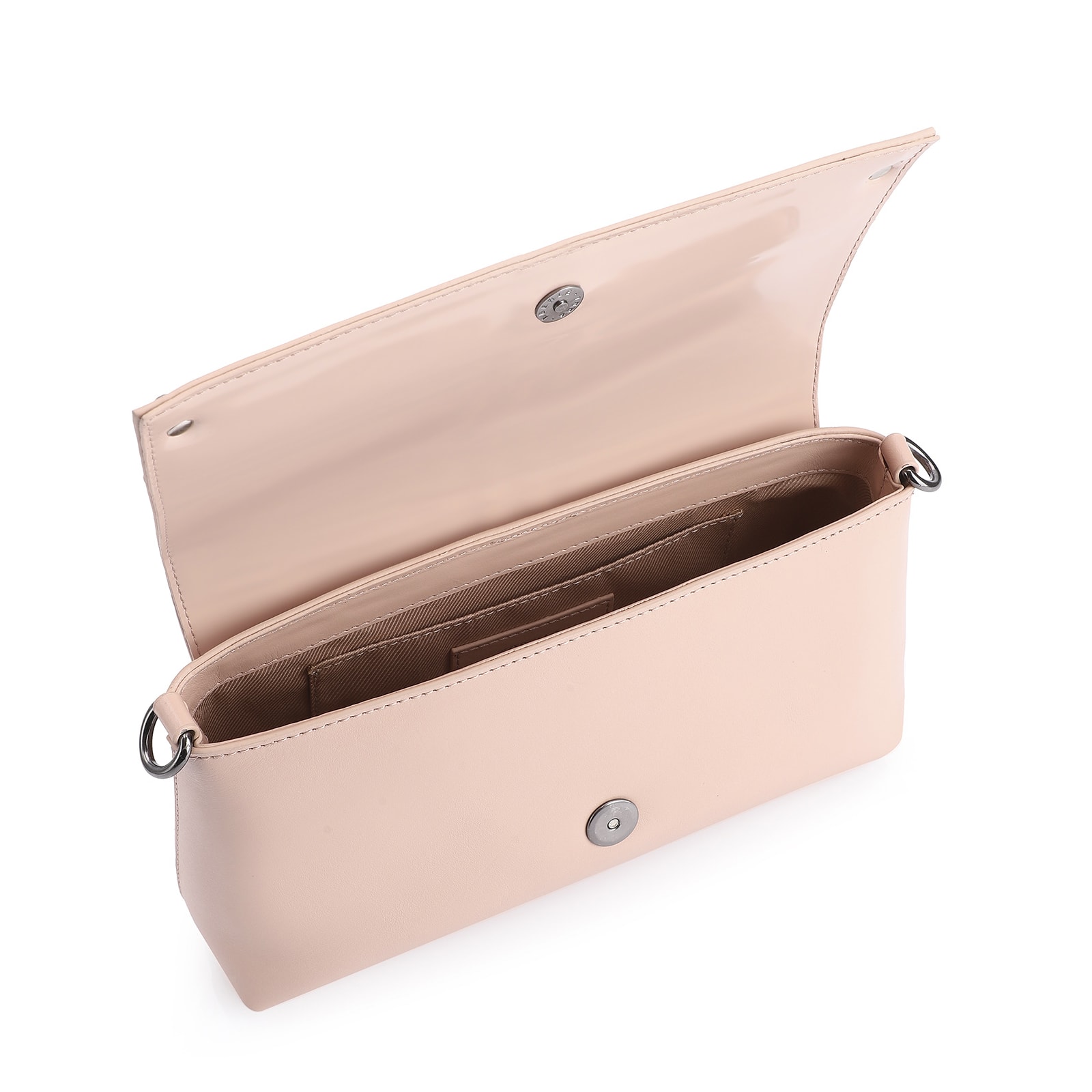 Bolsa De Ombro Couro Rosa/Verniz Rosa