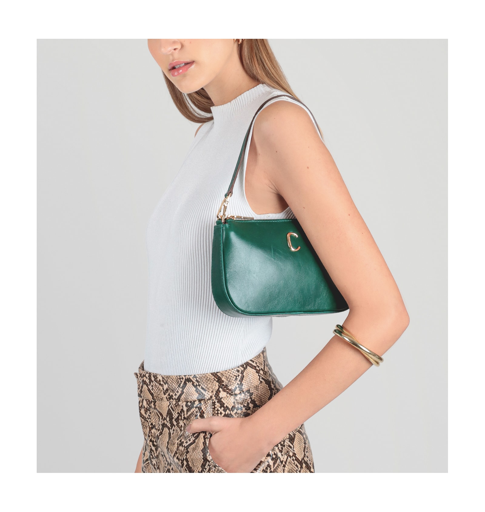 Bolsa De Ombro Couro Verde