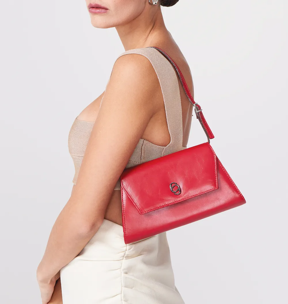 Bolsa De Ombro Couro Vermelho - imagem 2