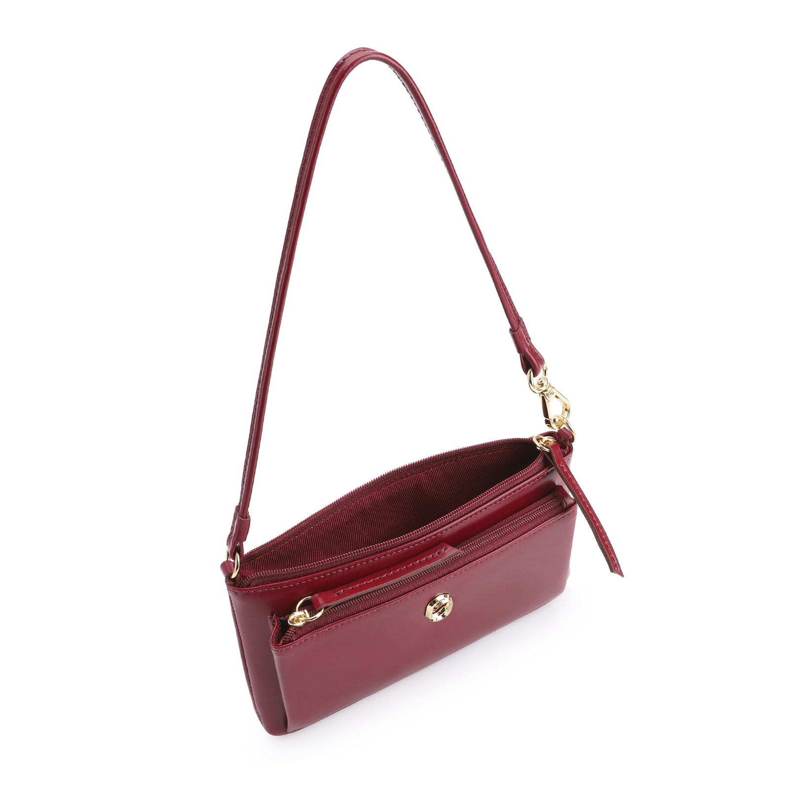 Bolsa De Ombro Couro Vermelho Cereja