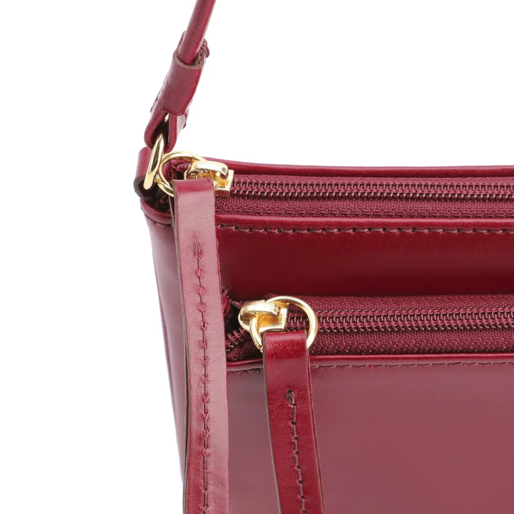Bolsa De Ombro Couro Vermelho Cereja - imagem 5