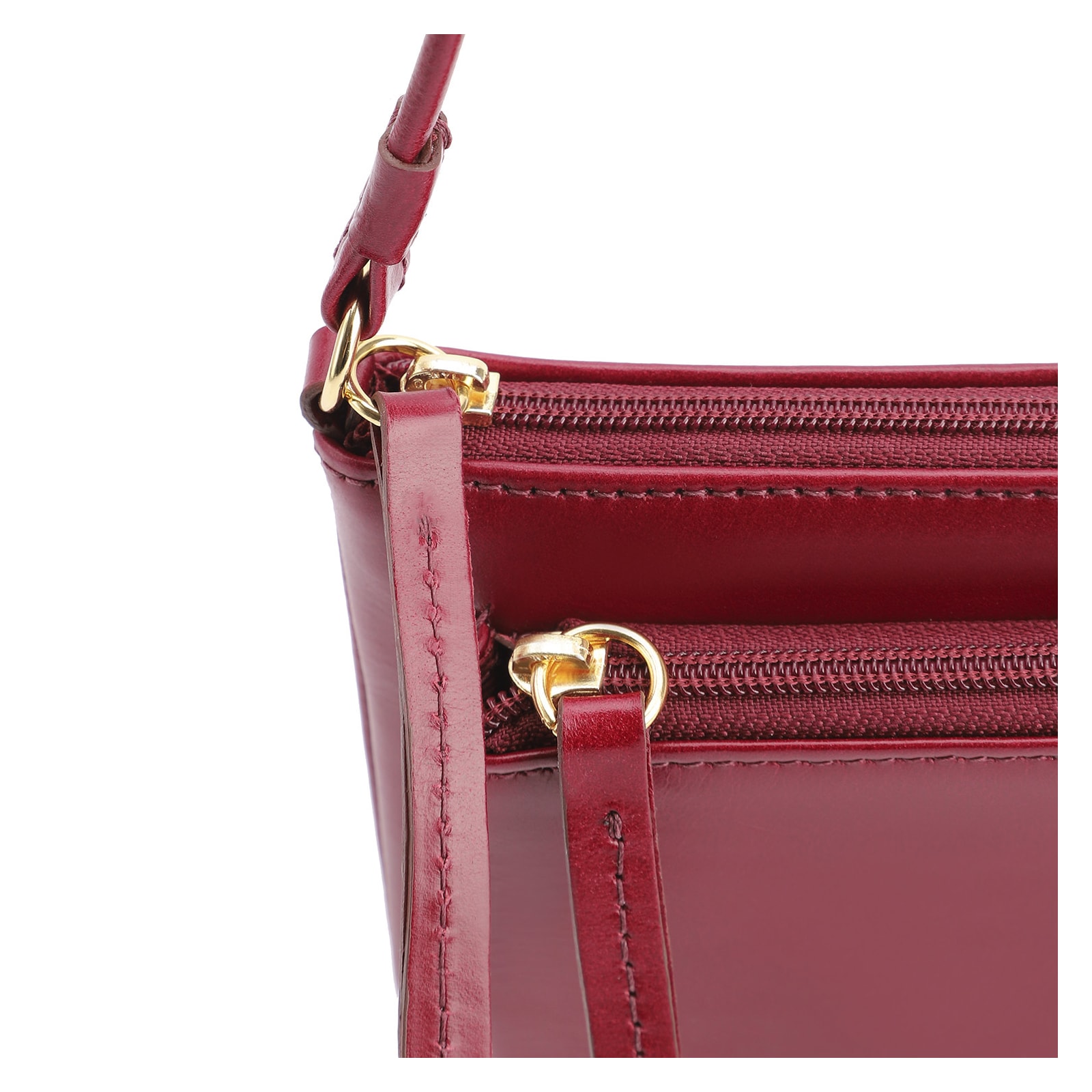 Bolsa De Ombro Couro Vermelho Cereja