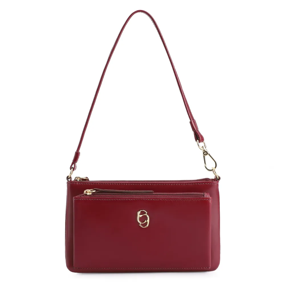 Bolsa De Ombro Couro Vermelho Cereja