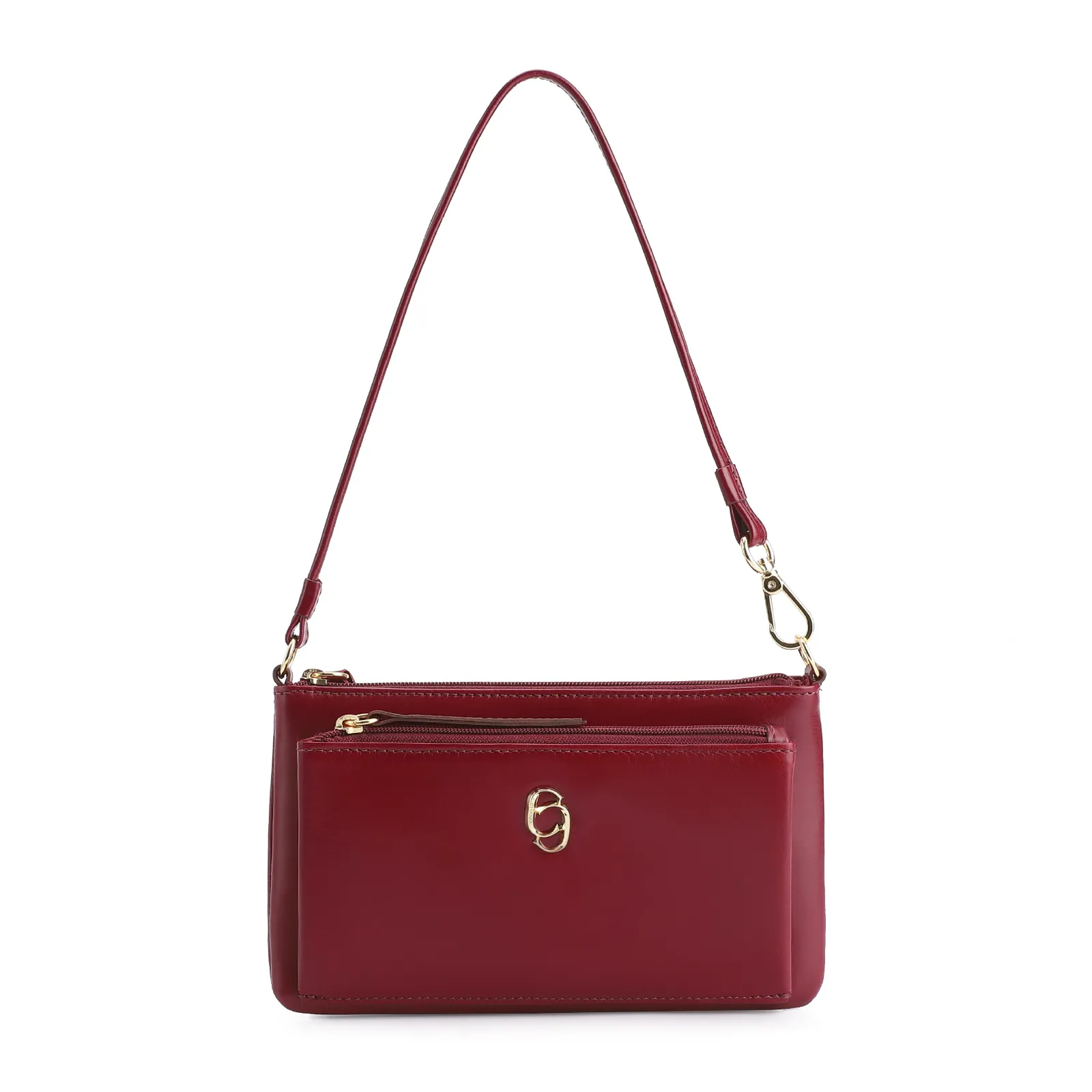 Bolsa De Ombro Couro Vermelho Cereja